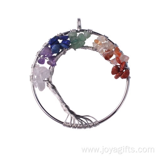 Chakras Gemstone Tree of Life Pendant Necklace